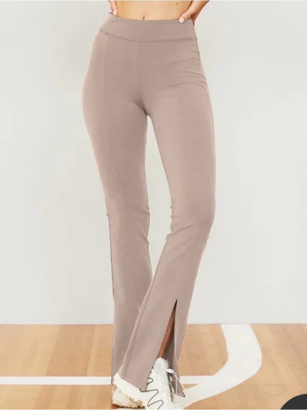 ALO Yoga Taupe Split-Hem High-Rise Leggings